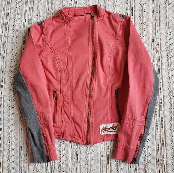Harley-Davidson Jackets & Blazers - Harley Davidson Coral and grey cotton jacket B21